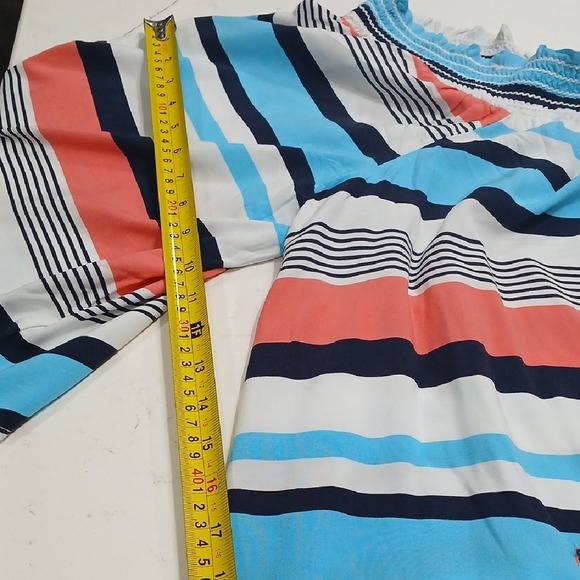 crown & ivy Curvy Off-Shoulder Striped Blouse - Blue, Pink, Black, Sz 3X New - Picture 13 of 14